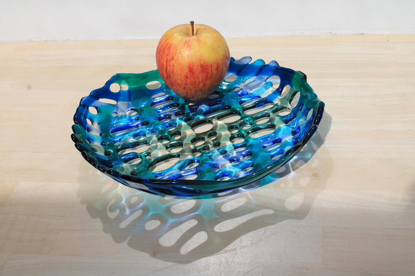 Coupe à fruits en verre camaieu de bleu