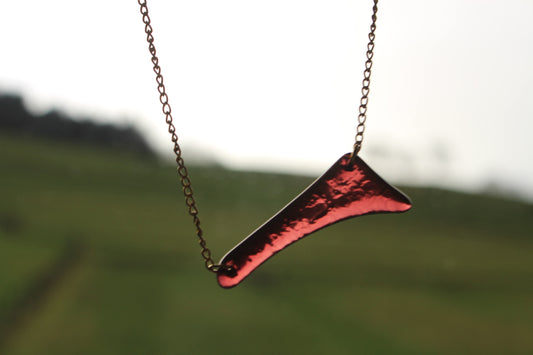 Collier en verre artisanal et acier inoxydable doré