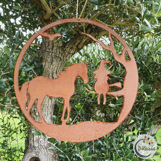 Le Cheval et la Sorcière -  Suspension en métal découpé