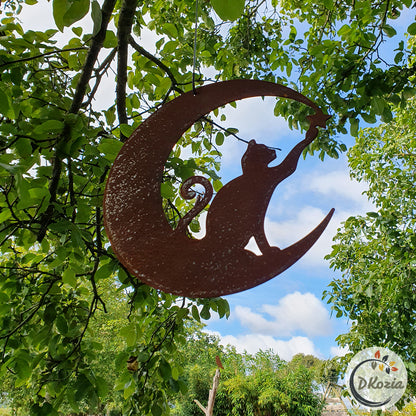 Le Chat dans la Lune - Suspension en métal découpé