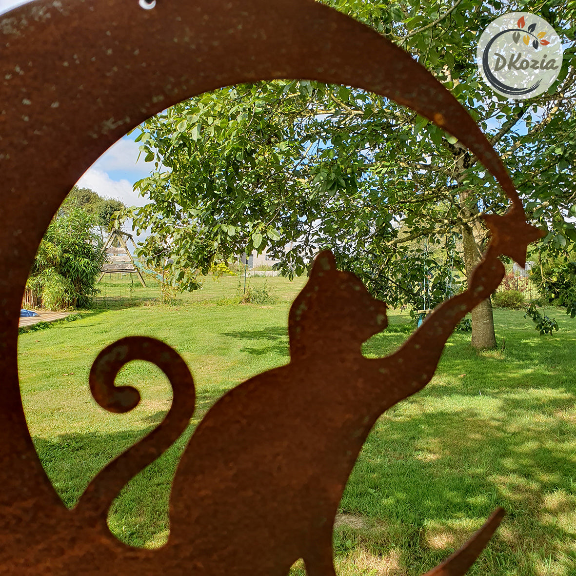 Le Chat dans la Lune - Suspension en métal découpé