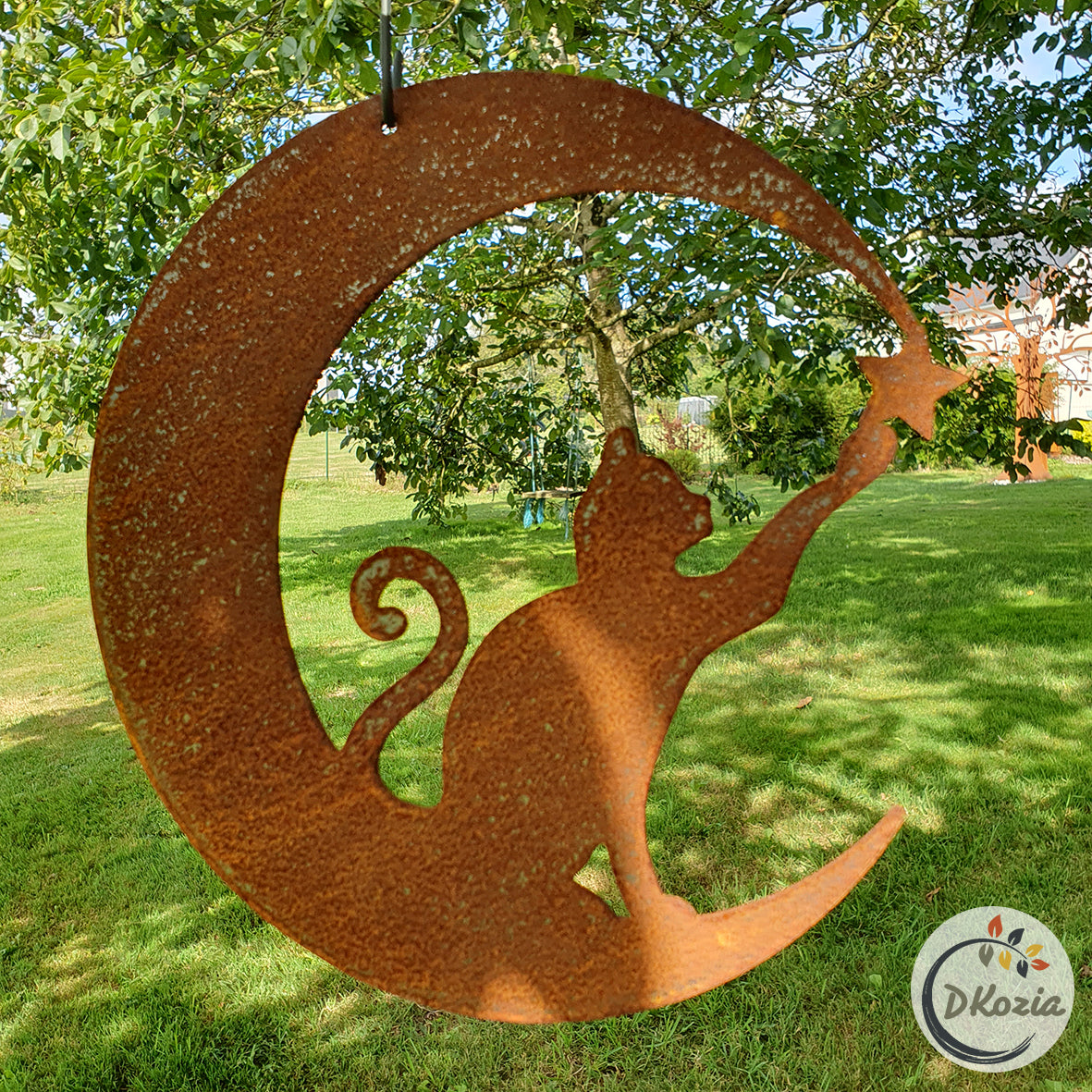 Le Chat dans la Lune - Suspension en métal découpé