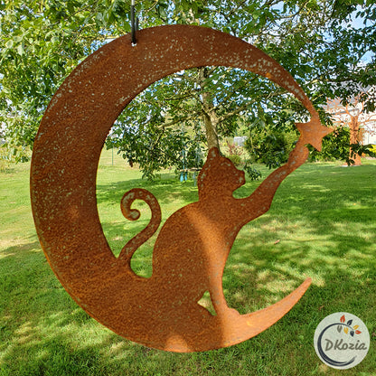 Le Chat dans la Lune - Suspension en métal découpé