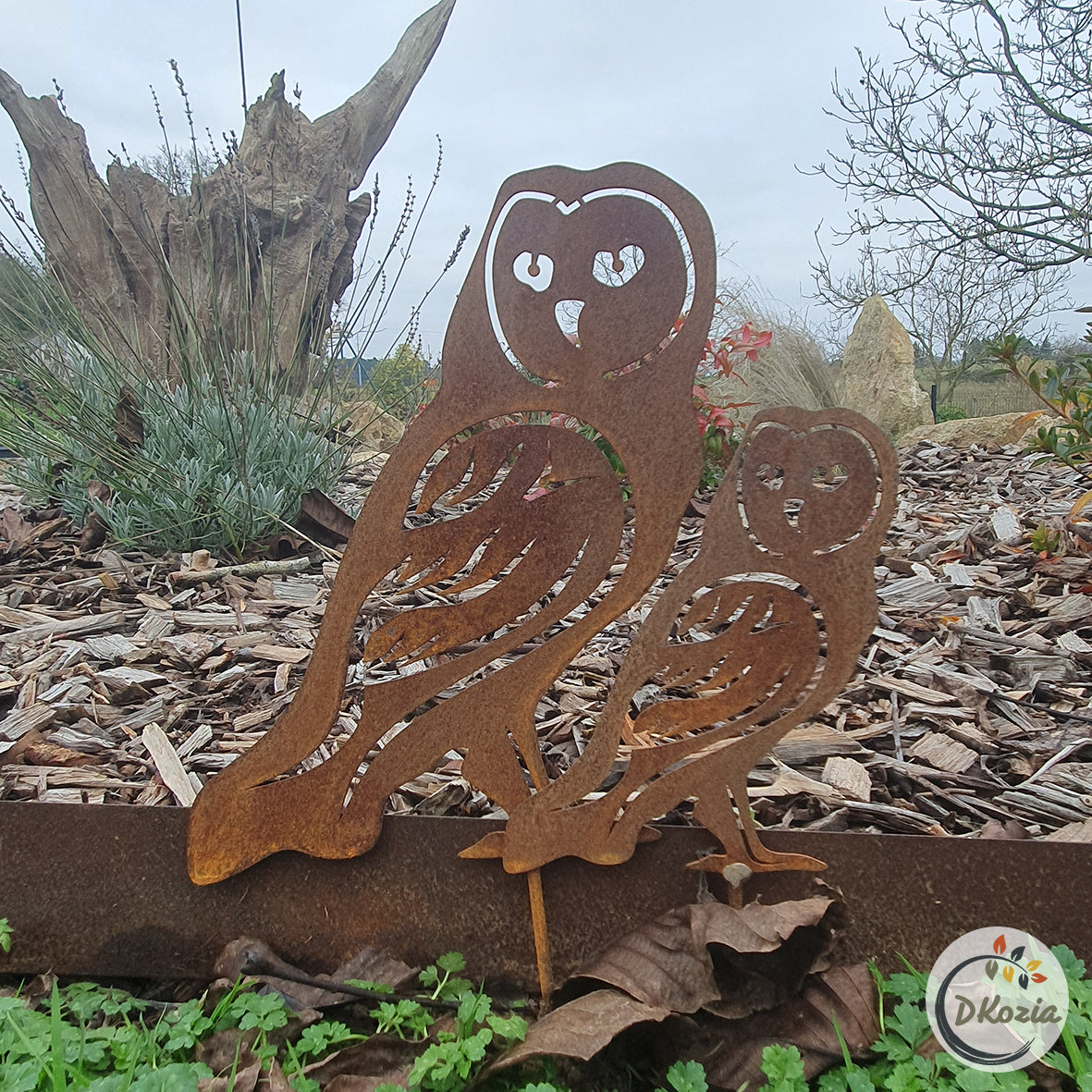 Chouette Effraie en acier corten pour le jardin
