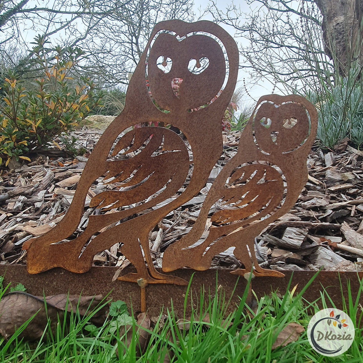 Chouette Effraie en acier corten pour le jardin