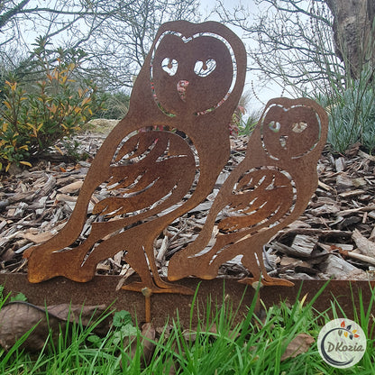 Chouette Effraie en acier corten pour le jardin