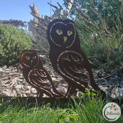 Chouette Effraie en acier corten pour le jardin