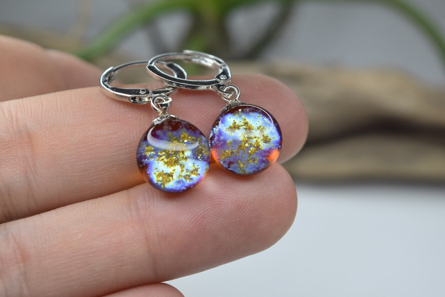 Boucles d'oreilles créoles en voie lactée