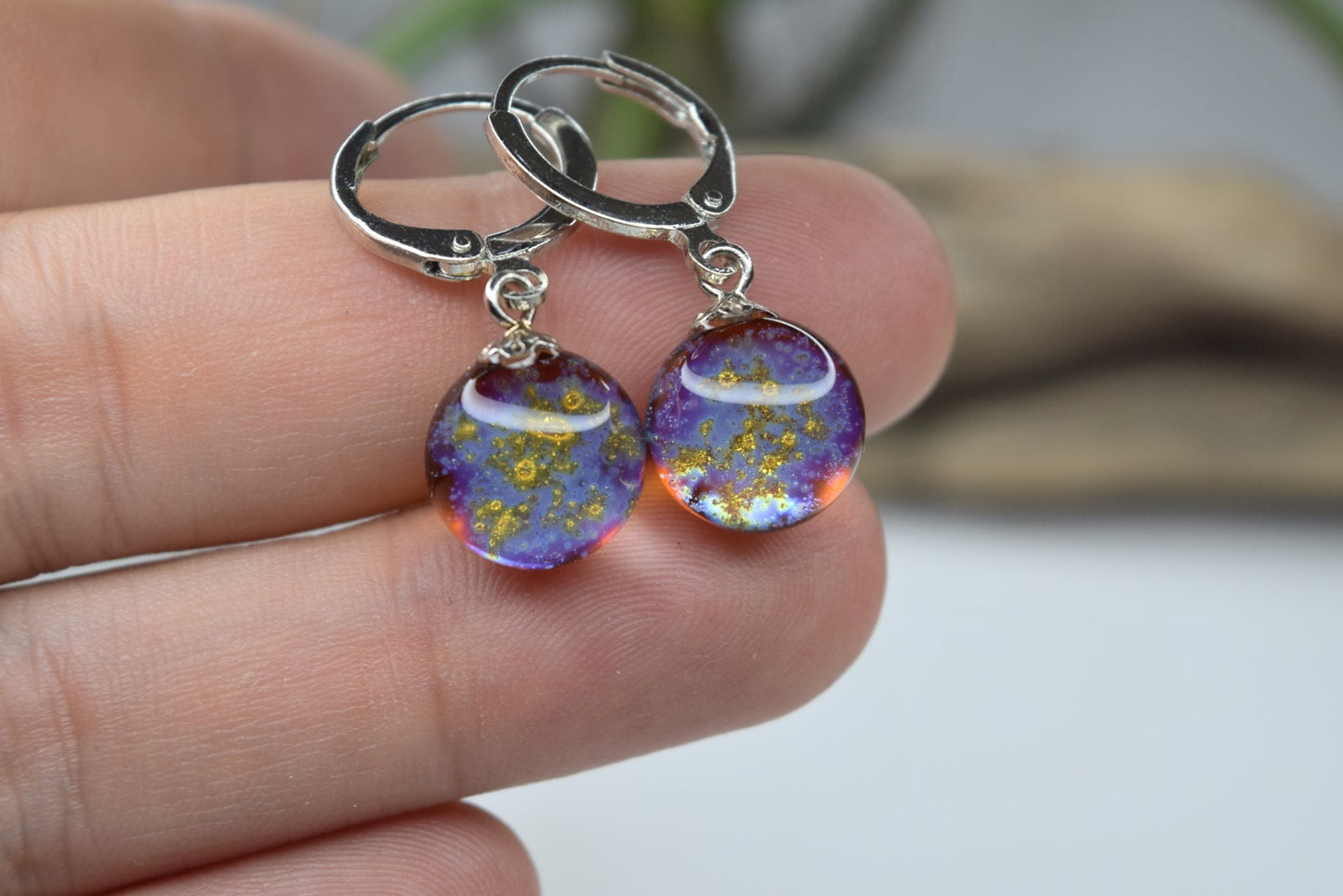 Boucles d'oreilles créoles en voie lactée