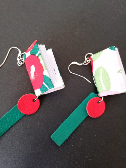 Boucle d'oreilles livre et cuir Chloé Lefèvre