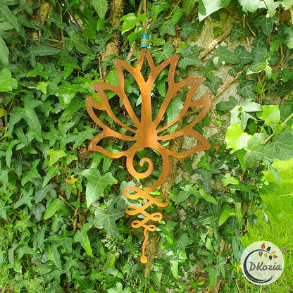 Unalome et Lotus : Le Chemin de l'Éveil en Acier Corten