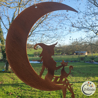 La Sorcière sur la lune - Suspension en métal découpé